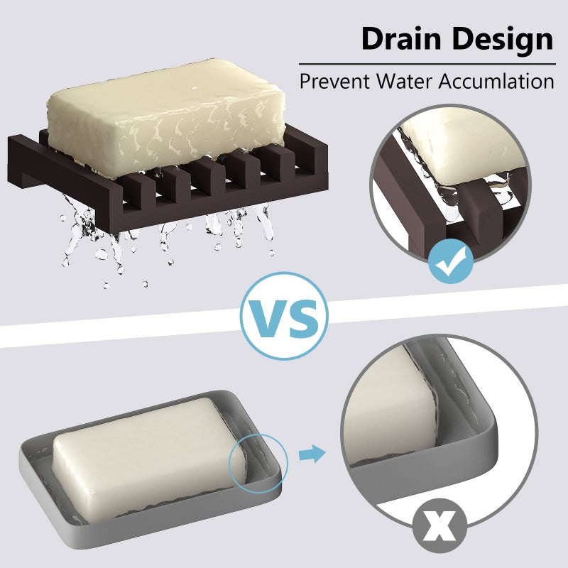 Topsky 2Pcs Soap Dish Holder  Non-Slip Bathroom Accessories Silicone Soap Case Saver  Sink Deck Bathtub Shower Dish Soap Drainer  Silicone Holder for Soap  Sponges  Scrubber (Brown) - Image 4